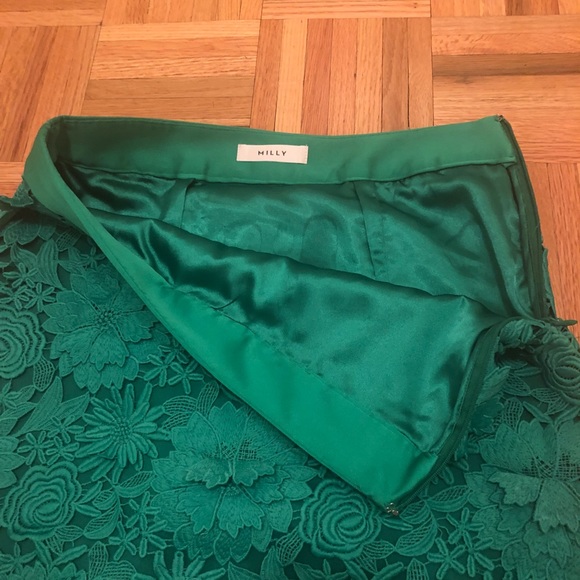 Milly mini skirt silk flower green Sz 4 Like new - Picture 5 of 7
